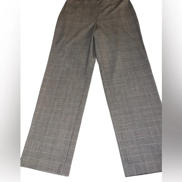 EUC St. John Wool Spandex Stretch Trouser Dress Pant Black Cream Plaid Size 12 - Picture 2 of 14